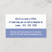 ハローアルジマイマー認識度とエマージェンシー連絡 名刺 (裏面)