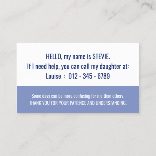 ハローアルジマイマー認識度とエマージェンシー連絡 名刺 (裏面)