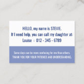 ハローアルジマイマー認識度とエマージェンシー連絡 名刺 (裏面)