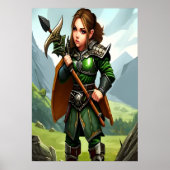 ハローイング女戦士 | AIアートポスター ポスター (正面)