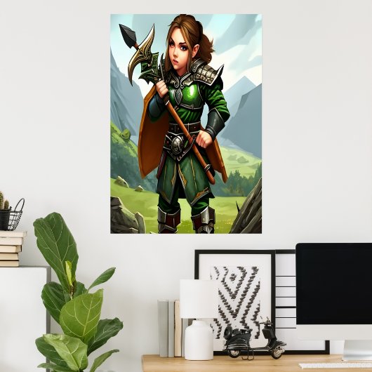 ハローイング女戦士 | AIアートポスター ポスター (ホームオフィス)