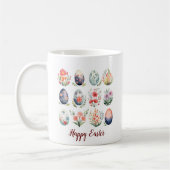 ハローイースターカラフルウォーターカラー卵モノグラム コーヒーマグカップ (左)