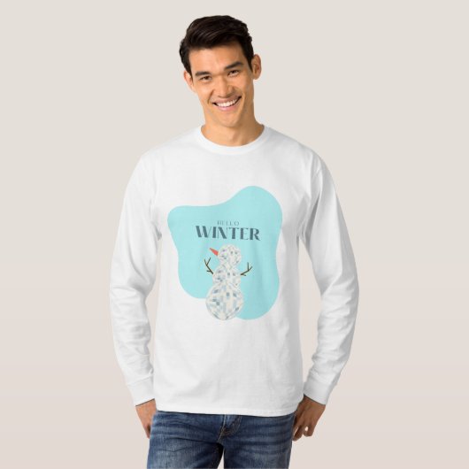 ハローウィンターディスコボール雪だるま Tシャツ (正面フル)