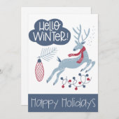 ハローウィンターハッピーホリデーズクリスマス シーズンカード (正面/裏面)