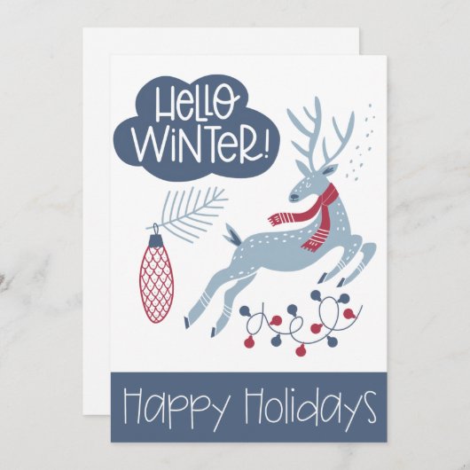 ハローウィンターハッピーホリデーズクリスマス シーズンカード (正面/裏面)