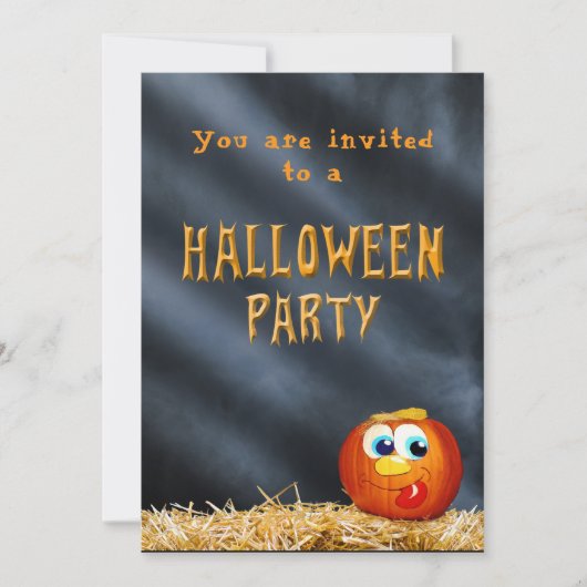 ハローウィンパーティおっちょこちょいのカボチャ 招待状 (正面)