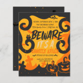 ハローウィンパーティおもしろい、恐ろしいカボチャの招待 (正面/裏面)