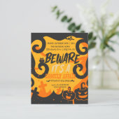 ハローウィンパーティおもしろい、恐ろしいカボチャの招待 (スタンド正面)