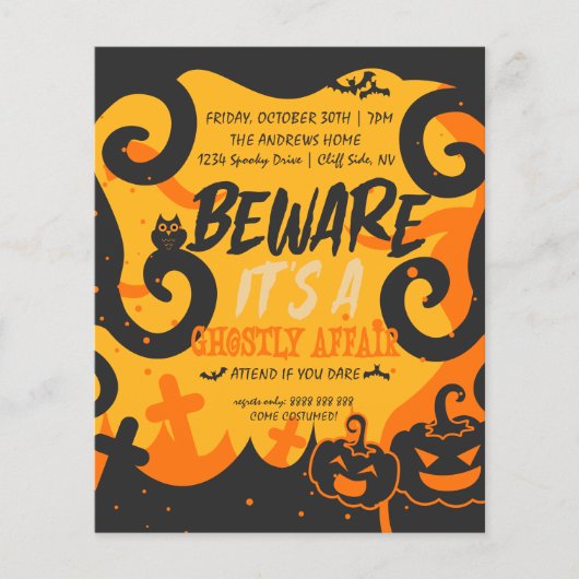 ハローウィンパーティおもしろい、恐ろしいカボチャの招待 (正面)