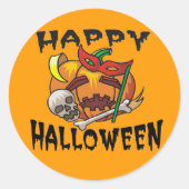 ハローウィンパーティかぼちゃシール ラウンドシール (正面)