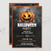 ハローウィンパーティかぼちゃホラー怖 招待状 (正面/裏面)