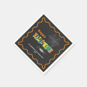 ハローウィンパーティかわいいスパイダーカラフルタイポグラフィ スタンダードカクテルナプキン (角)