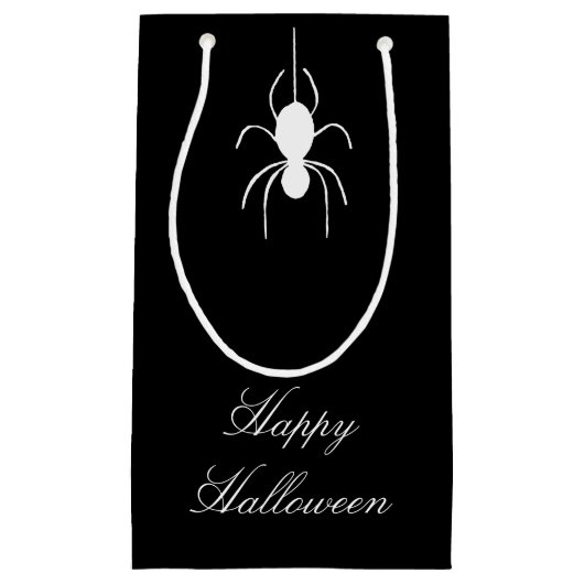 ハローウィンパーティかわいいスパイダー白黒 スモールペーパーバッグ (正面)