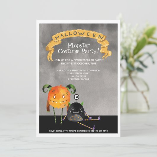 ハローウィンパーティかわいいモンスター 招待状 (スタンド正面)