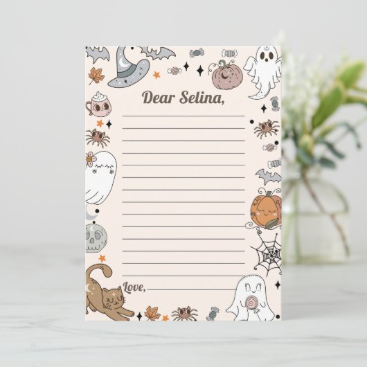 ハローウィンパーティかわいい幽霊タイムカプセルノート サンキューカード (スタンド正面)