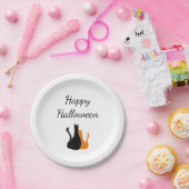ハローウィンパーティかわいい黒オレンジ色の猫 ペーパープレート (パーティー)