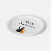 ハローウィンパーティかわいい黒オレンジ色の猫 ペーパープレート (アングル)