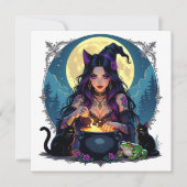 ハローウィンパーティが醸造だ!魔女をテーマにした 招待状 (正面)