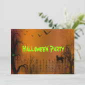 ハローウィンパーティこうもりとブラックキャット招待状 招待状 (スタンド正面)