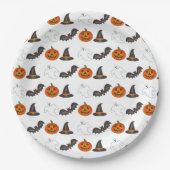 ハローウィンパーティこうもりパンプキンウィッチ幽霊 ペーパープレート (正面)