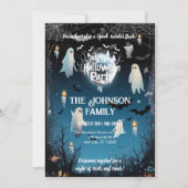 ハローウィンパーティとカスタム幽霊とブルーナイト 招待状 (正面)