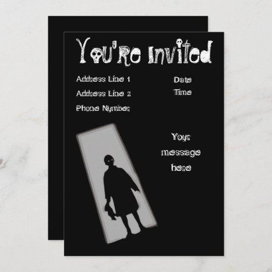 ハローウィンパーティのたそがれ地帯の招待状 招待状 (正面/裏面)