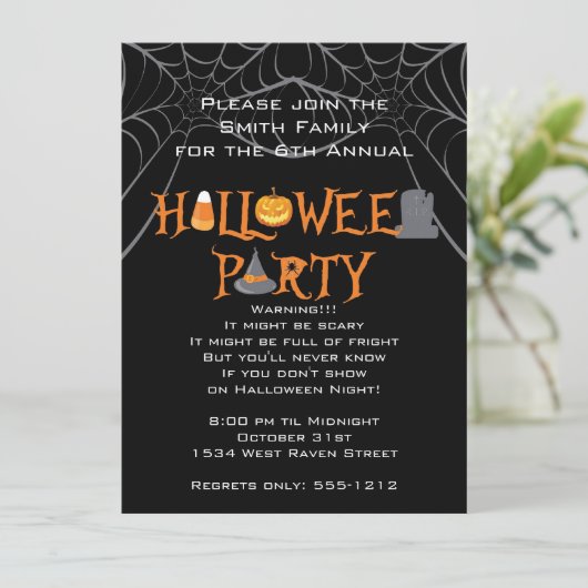 ハローウィンパーティのアイコン文字 招待状 (スタンド正面)