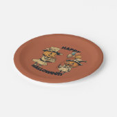 ハローウィンパーティのオレンジ色の提灯 ペーパープレート (アングル)