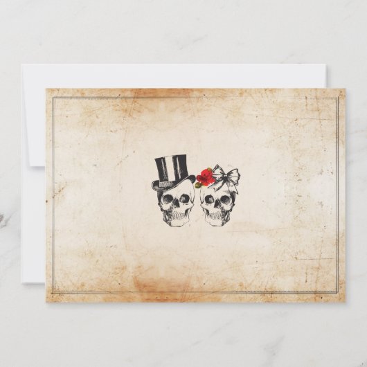 ハローウィンパーティのスカルのバラの恐怖衣裳の招待 招待状 (裏面)