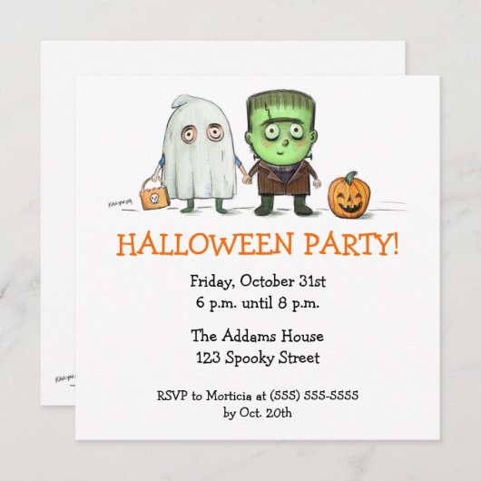 ハローウィンパーティのトリックかTreaterの招待状 招待状 (正面/裏面)