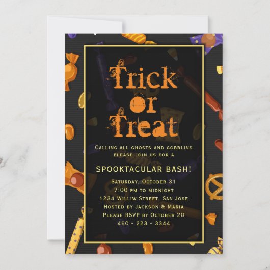 ハローウィンパーティのトリックまたは扱うSpooktacular bash 招待状 (正面)