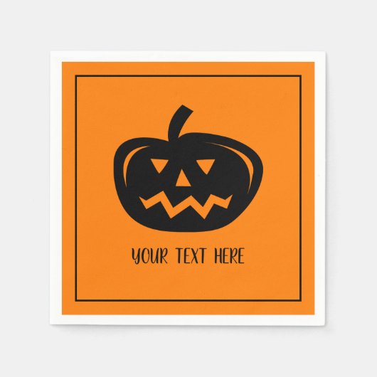 ハローウィンパーティのナプキンにカボチャの頭彫り スタンダードカクテルナプキン (正面)