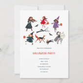 ハローウィンパーティの子供のトリックまたはパレードを扱う シーズンカード (正面)