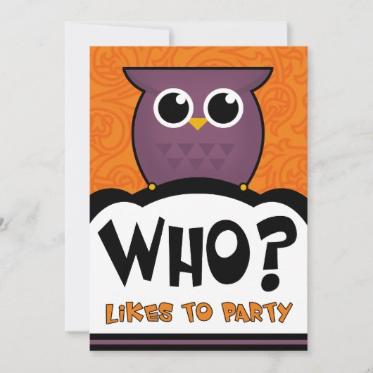 ハローウィンパーティの招待状の漫画のフクロウ 招待状 (正面)