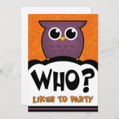 ハローウィンパーティの招待状の漫画のフクロウ 招待状 (正面/裏面)