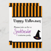 ハローウィンパーティの招待状の魔法使いの帽子 招待状 (正面/裏面)