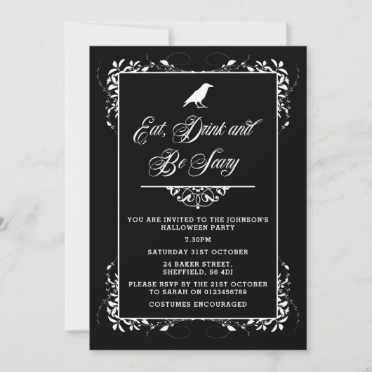 ハローウィンパーティの招待-エレガントな大人の招待 招待状 (正面)