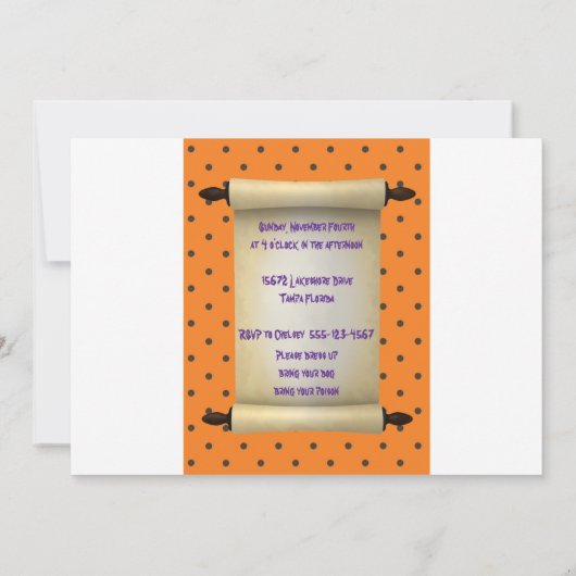 ハローウィンパーティの着飾って犬を連れて来る 招待状 (裏面)