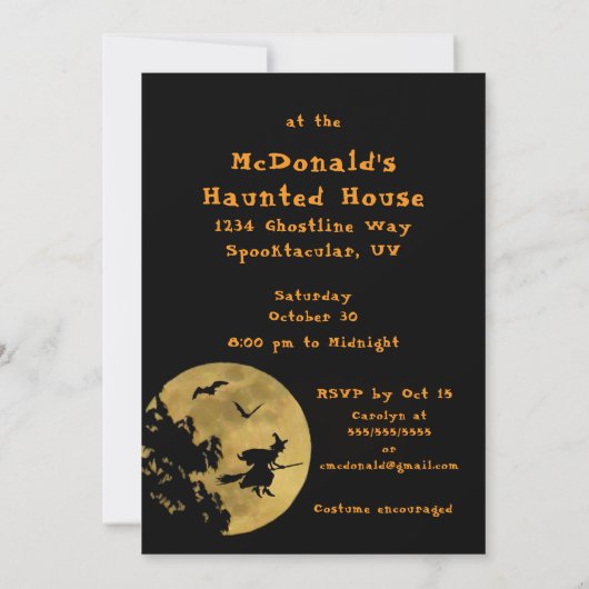 ハローウィンパーティの魔女が動かす 招待状 (裏面)