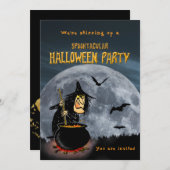 ハローウィンパーティの魔女が動かす 招待状 (正面/裏面)