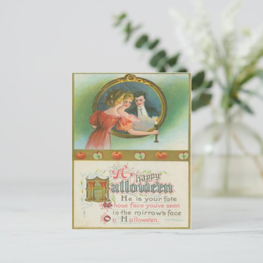 ハローウィンパーティりんご占いヴィンテージ ポストカード (スタンド正面)