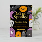ハローウィンパーティを取ろう不気味 箔招待状 (立ち正面)