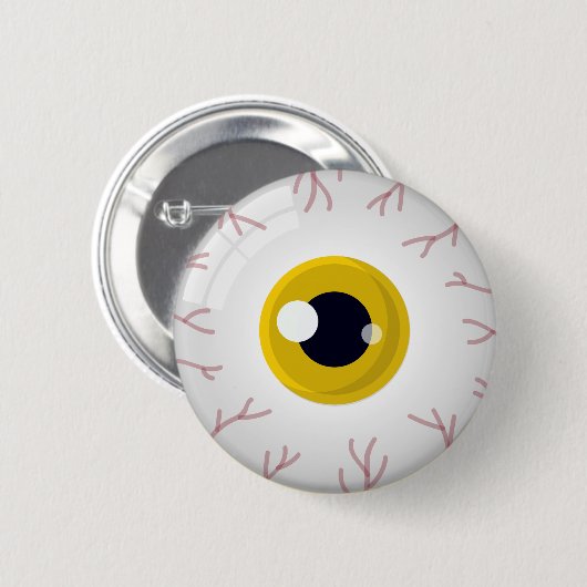 ハローウィンパーティイエローアイボール怖い服 缶バッジ (正面&裏面)