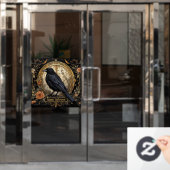 ハローウィンパーティイブブラッククロウオレンジ色の花 ウィンドウサイン (オフィスドア)