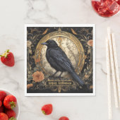 ハローウィンパーティイブブラッククロウオレンジ色の花 スタンダードランチョンナプキン (インサイチュ)