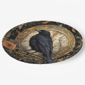 ハローウィンパーティイブブラッククロウオレンジ色の花 ペーパープレート (アングル)