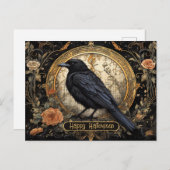 ハローウィンパーティイブブラッククロウオレンジ色の花 ポストカード (正面/裏面)