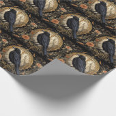 ハローウィンパーティイブブラッククロウオレンジ色の花 ラッピングペーパー (角)