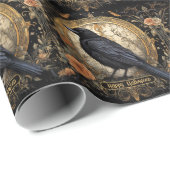 ハローウィンパーティイブブラッククロウオレンジ色の花 ラッピングペーパー (ロールコーナー)