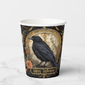 ハローウィンパーティイブブラッククロウオレンジ色の花 紙コップ (裏面)